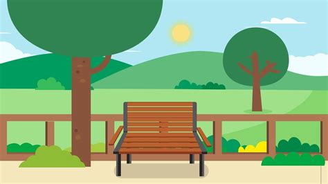 Public park with bench and nature landscape background.Vector ...