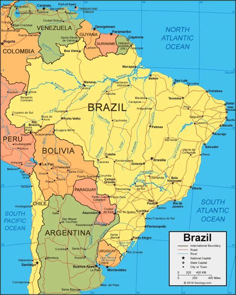 Brazil cities map - Cities of Brazil map (South America - Americas)