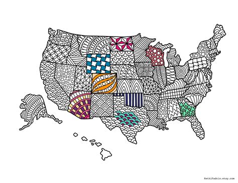 USA Map colouring page PDF Download Digital download - Etsy France