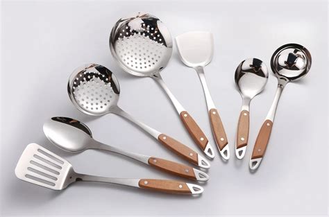 Deluxe Design Stainless Steel Kitchen Utensils Set De Cocina Wooden ...