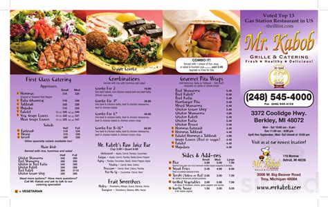 Mr Kabob Mediterranean Grille & Catering menu in Berkley, Michigan