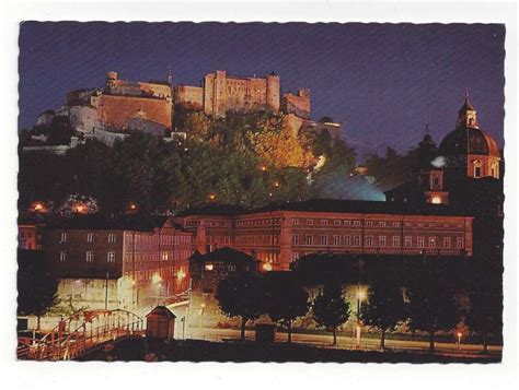 Austria Salzburg Fortress at Night Festival City Postcard | Europe ...