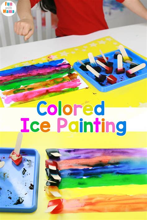 Ice Painting with Colored Ice Cubes - Fun with Mama