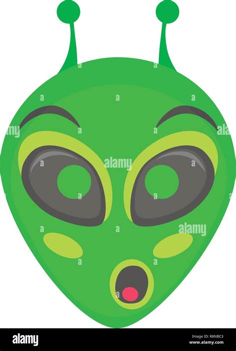 Alien face emoji. Alien green head - OMG. Humanoid vector illustration ...