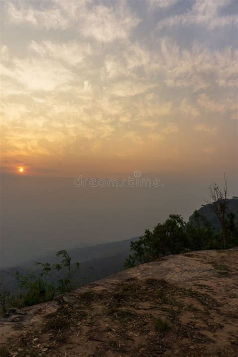 Edge of the Cliff and Sunrise Sky Nature Background Stock Image - Image ...