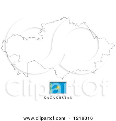 Clipart of a Kazakhstan Flag and Map Outline - Royalty Free Vector ...