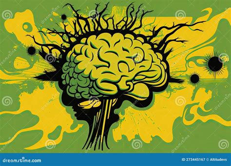 Doodle Brain Abstract Image of Art in Yellow Green Tones Stock ...