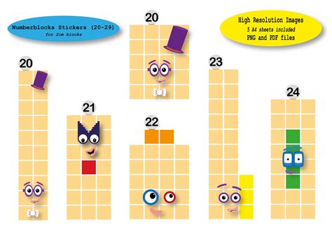 Numberblocks Stickers 20-29 including Numberlings PDF / PNG - Etsy ...