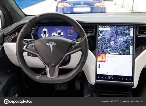 Interior Tesla Model X luxury electric car – Stock Editorial Photo ...