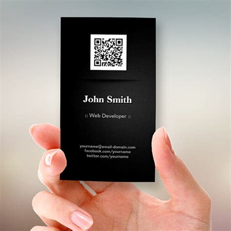 Web Developer - Elegant Black QR Code Business Card Templates