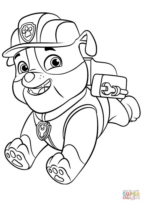 Paw Patrol Rubble with Backpack | Super Coloring Paw Patrol Coloring ...