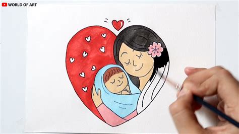 Mother and Son Pencil drawing for beginners | Cute Drawing mom and baby ...