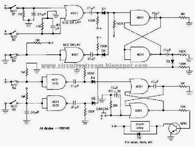 Build a Home Alarm Loop Circuit Diagram | Electronic Circuit Diagrams ...