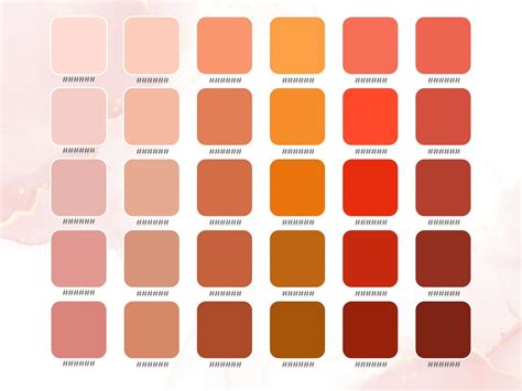 Peach Color Palette Peach HEX RGB CMYK Codes Warm Orange Red Color ...