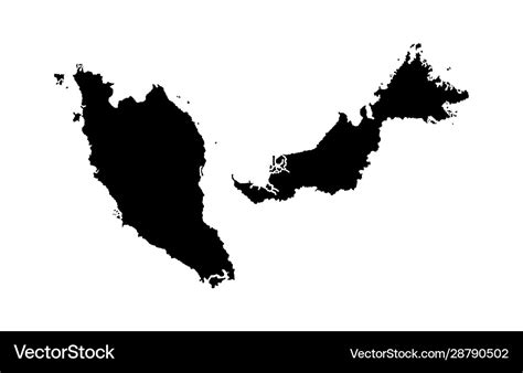 Malaysia map silhouette isolated on white Vector Image