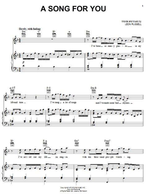 A Song For You | Sheet Music Direct