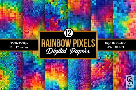 Rainbow Pixel Pattern Digital Papers Graphic by Creative Store ...