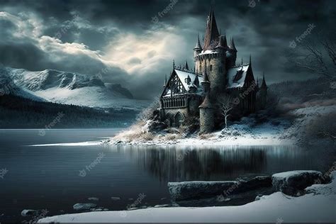 Premium Photo | Old castle in winter of wonderland