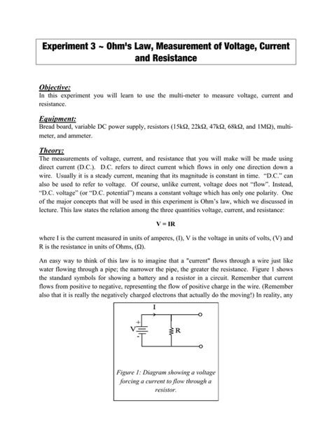 Experiment 3 ~ Ohm`s Law, Measurement of Voltage