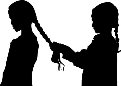 Girl Braiding Hair Silhouette - Openclipart