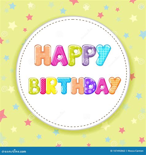 Happy Birthday Card with Stars Background Stock Vector - Illustration ...