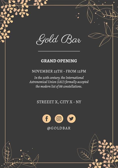 Personalize this Elegant Gold Bar Grand Opening Invitation template for ...