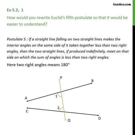 Question 1 - How would you rewrite Euclid’s fifth postulate