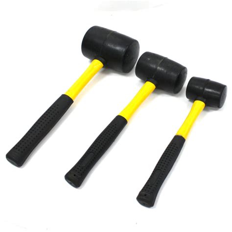 3 pieces Rubber Mallet Double Faced Head Fiberglass Handle Hammer 8 16 ...