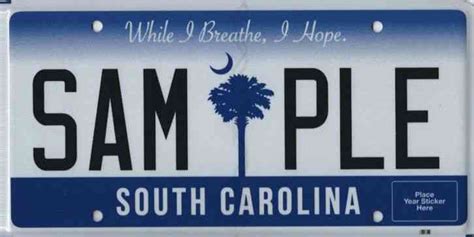 South Carolina sample License plate