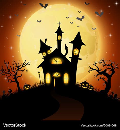 Halloween background with scary church Royalty Free Vector