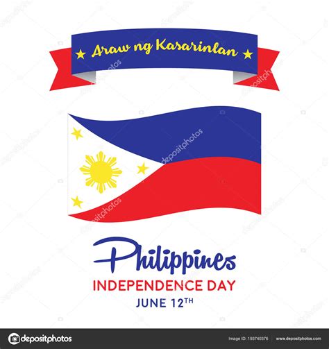 Philippines Independence Day Flag Isolated White Background Stock ...