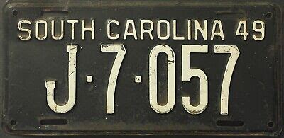 ORIGINAL VINTAGE USA LICENSE PLATE 1949 SOUTH CAROLINA PASSENGER # J-7 ...