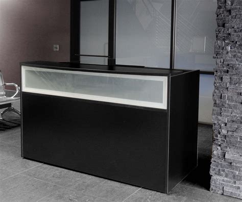 Black Reception Desk w/Frosted Glass Panel