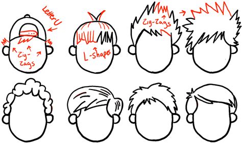 How to Draw Boys and Mens Hair Styles for Cartoon Characters Drawing ...