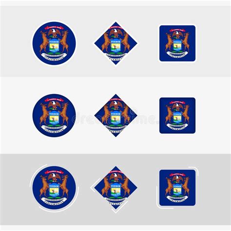 Michigan Flag Icons Set, Vector Flag of Michigan Stock Vector ...