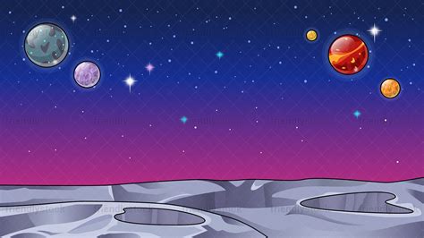 Barren Alien World Space Background Cartoon Clipart Vector - FriendlyStock