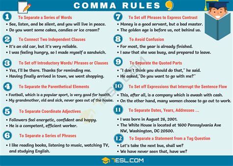 Comma (,) When to Use a Comma with Important Comma Rules • 7ESL