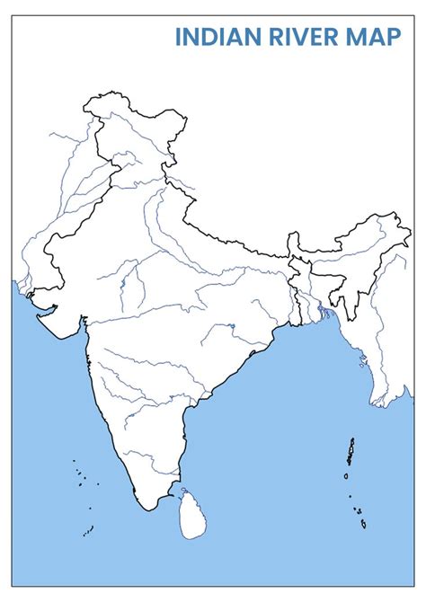 Indian Rivers Outline Map (Colour): Multiple Free Downloads | Indian ...