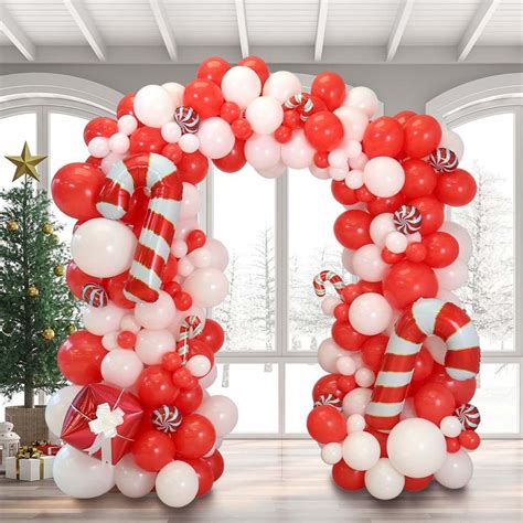 Candy Cane Christmas Ready-Made Balloon Arch in 2024 | Christmas party ...