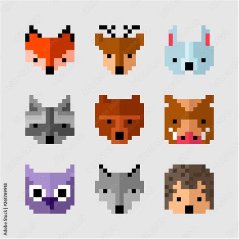 Wild pixel animals. Forest animals pixel art. Wild fauna. Game design ...