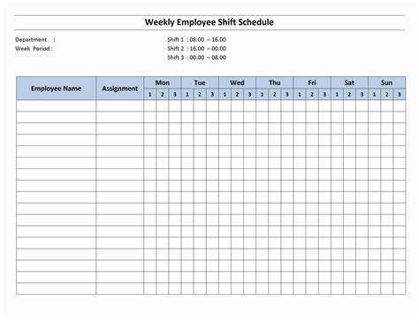 Free Printable Blank Work Schedules - Free Printable