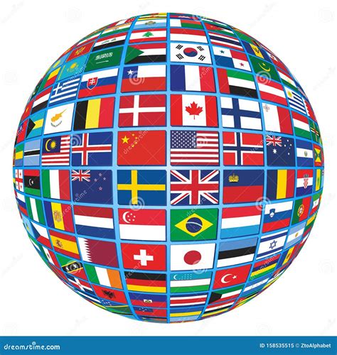 Flags Globe With World Map Cartoon Vector | CartoonDealer.com #15999679