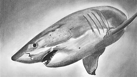 How to draw a Shark - Realistic Pencil drawing of a shark - How to Draw ...