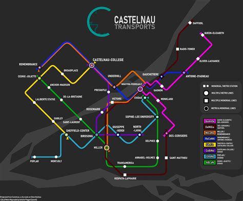 Metro Map of my montreal-themed Cities:Skylines city named "Castelnau ...