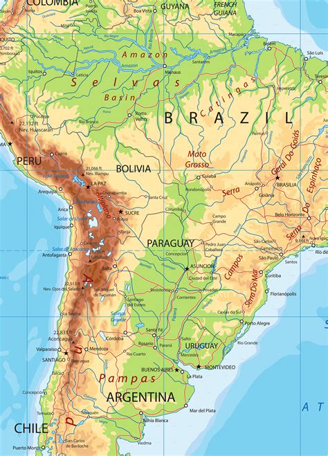 South America Detailed Physical Map by Cartarium | GraphicRiver