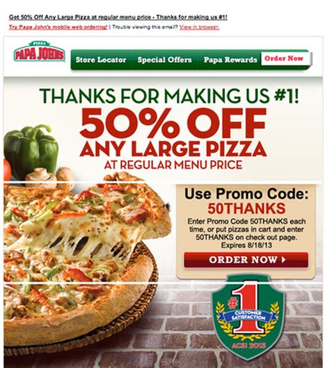 Papa John's 50% off one regular priced pizza (Coupon code) ends Aug. 18 ...