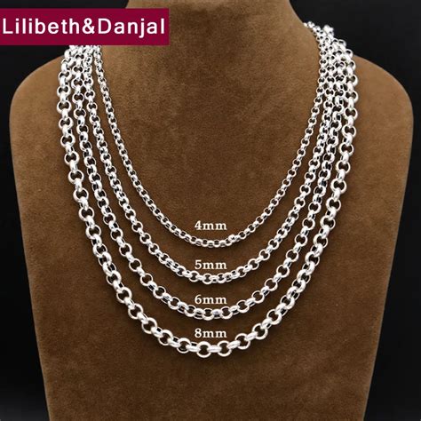 4mm 5mm 6mm Thick Chain 100% Real 925 Silver Chain Jewelry Pendant ...