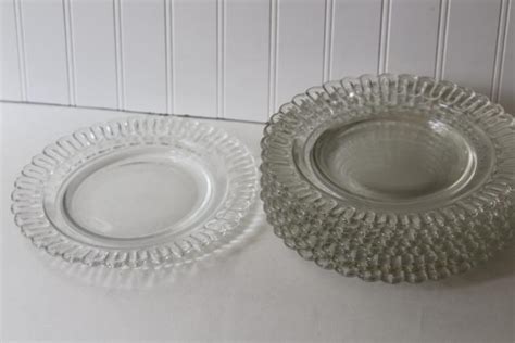 Christmas ribbon candy pattern glass salad or dessert plates, vintage ...