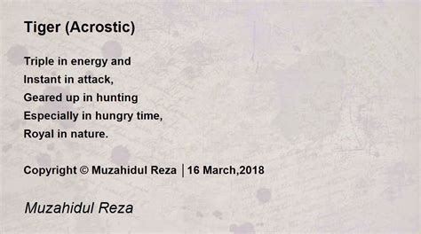 Tiger (Acrostic) - Tiger (Acrostic) Poem by Muzahidul Reza