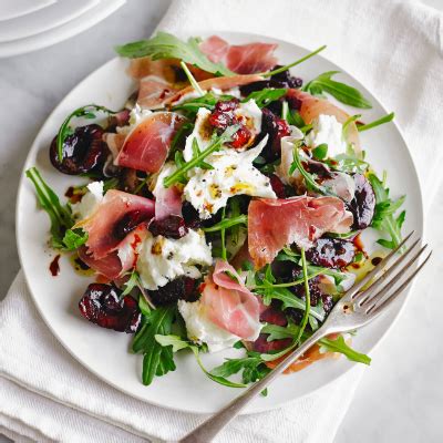 Cherry, mozzarella, rocket and Parma ham salad | Ham salad, Ham salad ...